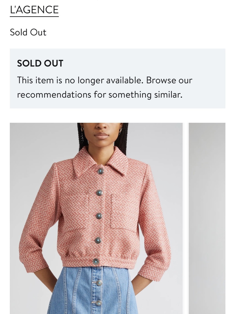 L'AGENCE Rose Tweed Cropped Jacket